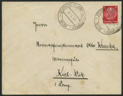 MSP VON 1920 - 1940 DR 487 BRIEF, 28 (Kreuzer KARLSRUHE), 20.1.1934, Etwas Fleckiger Prachtbrief Nach Kiel - Marítimo