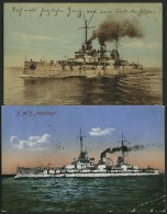 MSP VON 1914 - 1918 S.M.S. Westfalen, 2 Verschiedene Gebrauchte Ansichtskarten, Pracht - Maritiem
