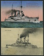 MSP VON 1914 - 1918 S.M.S. Schwaben, 2 Verschiedene Gebrauchte Ansichtskarten, Pracht - Maritiem