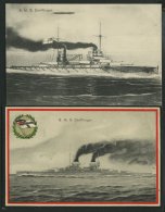 MSP VON 1914 - 1918 S.M.S. Derfflinger, 2 Verschiedene Gebrauchte Ansichtskarten, Pracht - Maritime