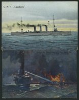 MSP VON 1914 - 1918 S.M.S. Augsburg, 2 Verschiedene Farbige Ansichtskarten, Pracht - Maritiem