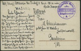 MSP VON 1914 - 1918 (Kriegsfeuerschiff A Der Jade), 21.8.1917, Violetter Briefstempel, Feldpost-Ansichtskarte Von Bord D - Maritiem