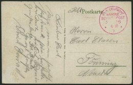 MSP VON 1914 - 1918 ?16 Roter Marinepoststempel, 6.10.1916, Feldpost-Ansichtskarte, Pracht - Maritiem