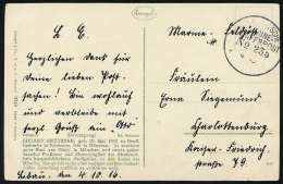 MSP VON 1914 - 1918 235 (2. Halbflottille Der Handelsschutzflottille), 4.10.1916, Feldpost-Künstlerkarte Nach Charl - Maritime