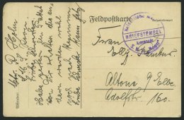 MSP VON 1914 - 1918 (Großer Kreuzer ROON), Violetter Briefstempel, Feldpostkarte Von Bord Der Roon, Pracht - Maritiem