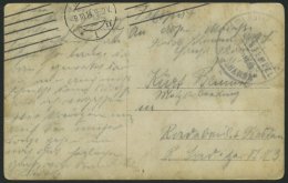 MSP VON 1914 - 1918 (Großer Kreuzer HANSA), 9.10.1914, Violetter Briefstempel, Feldpost-Ansichtskarte Von Bord Der - Marittimi