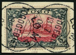 TOGO 19 BrfStk, 1900, 5 M. Grünschwarz/bräunlichkarmin, Ohne Wz., Prachtbriefstück, Gepr. Eibenstein, Mi. - Togo
