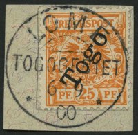 TOGO 5aXII BrfStk, 1899, 25 Pf. Gelblichorange Mit Aufdruckfehler G In Togo Oben Angeschlagen, Prachtbriefstück, Mi - Togo