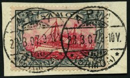 SAMOA 19 BrfStk, 1900, 5 M. Grünschwarz/bräunlichkarmin, Ohne Wz., Prachtbriefstück, Gepr. Bothe, Mi. (60 - Samoa