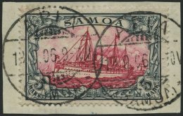 SAMOA 19 BrfStk, 1901, 5 M. Grünschwarz/bräunlichkarmin, Ohne Wz., Prachtbriefstück, Signiert Köhler - Samoa