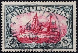 MARSHALL-INSELN 25 O, 1901, 5 M. Grünschwarz/dunkelkarmin, Ohne Wz., Pracht, Mi. 600.- - Marshall