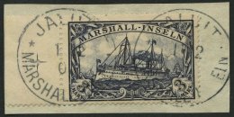 MARSHALL-INSELN 24 BrfStk, 1901, 3 M. Violettschwarz, Linkes Randstück, Prachtbriefstück, Mi. (240.-) - Isole Marshall