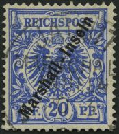 MARSHALL-INSELN 10 O, 1899, 20 Pf. Violettultramarin Mit 1. Stempel, Pracht, Gepr. Jäschke-L. Mi. 150.- - Marshall