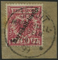 MARSHALL-INSELN 3I BrfStk, 1897, 10 Pf. Jaluit-Ausgabe Auf Briefstück, Feinst, Gepr. Jäschke-L., Mi. 110.- - Islas Marshall