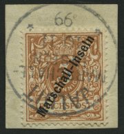 MARSHALL-INSELN 1Ib BrfStk, 1897, 3 Pf. Lebhaftbraunocker Jaluit-Ausgabe,Prachtbriefstück, Fotoattest Jäschke- - Isole Marshall