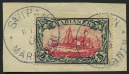 MARIANEN 19 BrfStk, 1901, 5 M. Grünschwarz/dunkelkarmin, Ohne Wz., Prachtbriefstück, Mehrfach Signiert, Mi. (6 - Islas Maríanas