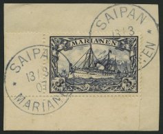 MARIANEN 18 BrfStk, 1901, 3 M. Violettschwarz, Untere Linke Bogenecke, Prachtbriefstück - Mariana Islands