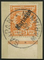 MARIANEN 5IIb BrfStk, 1900, 25 Pf. Dunkelorange Steiler Aufdruck, Unterrandstück, Stempel Sorte II, Prachtbriefst&u - Isole Marianne