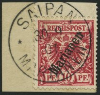 MARIANEN 3IIb BrfStk, 1900, 10 Pf. Lilarot Steiler Aufdruck, Stempel Sorte II, Prachtbriefstück, Gepr. Jäschke - Isole Marianne