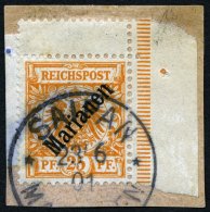 MARIANEN 5I BrfStk, 1899, 25 Pf. Diagonaler Aufdruck, Stempel SAIPAN 23/6 01 (Sorte I), Auf Briefstück Mit Rechtem - Mariana Islands