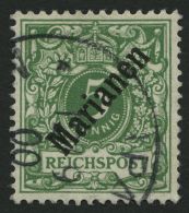 MARIANEN 2I O, 1899, 5 Pf. Diagonaler Aufdruck, Stempel SAIPAN 12.9.00 (Sorte I), Winziger Eckbug Sonst Pracht, Fotoatte - Marianen