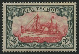 KIAUTSCHOU 37IIA *, 1919, 21/2 $ Grünschwarz/dunkelkarmin, Mit Wz., Kriegsdruck, Gezähnt A, Falzrest, Pracht, - Kiaochow