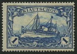 KIAUTSCHOU 35IIA *, 1918, 1 $ Dunkelblau, Mit Wz., Kriegsdruck, Gezähnt A, Falzreste, Pracht, Mi. 70.- - Kiautchou