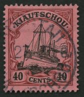 KIAUTSCHOU 33 O, 1905, 40 C. Dunkelrötlichkarmin/schwarz Auf Mattrosarot, Mit Wz., Pracht, Mi. 65.- - Kiautchou