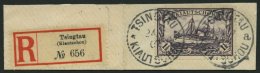 KIAUTSCHOU 26A BrfStk, 1905, 11/2 $ Schwarzviolett, Ohne Wz., Gezähnt A, Großes Prachtbriefstück Mit R-Z - Kiaochow