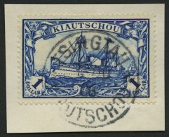 KIAUTSCHOU 25A BrfStk, 1905, 1 $ Schwärzlichblau, Ohne Wz., Gezähnt A, Prachtbriefstück, Mi. (150.-) - Kiautchou