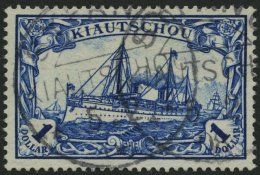 KIAUTSCHOU 25A O, 1905, 1 $ Schwärzlichblau, Ohne Wz., Gezähnt A, Stempel SYFANG, Pracht, Gepr. Jäschke-L - Kiautchou