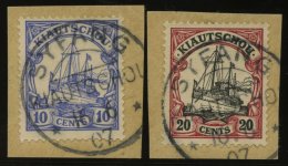 KIAUTSCHOU 21/2 BrfStk, 1907, 10 Und 20 C. Kaiseryacht, Stempel SYFANG, 2 Prachtbriefstücke - Kiaochow