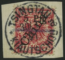 KIAUTSCHOU 1II BrfStk, 1900, 5 Pfg. Auf 10 Pf. Steiler Aufdruck, Type 2, Prachtbriefstück, Gepr. Jäschke-L., ( - Kiaochow