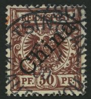 KIAUTSCHOU M 6I O, 1900, 50 Pf. Diagonaler Aufdruck, Stempel TSINGTAU KIAUTSCHOU *a, Pracht, Signiert Gebrüder Senf - Kiauchau