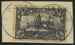 KAROLINEN 18 BrfStk, 1900, 3 M. Violettschwarz, Stempel PONAPE, Prachtbriefstück, Mi. (170.-) - Isole Caroline