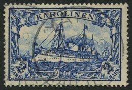 KAROLINEN 17 O, 1900, 2 M. Schwärzlichblau, Stempel YAP, Pracht, Signiert, Mi. 100.- - Caroline Islands