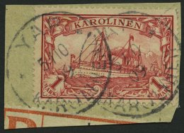 KAROLINEN 16 BrfStk, 1900, 1 M. Rot, Stempel YAP, Prachtbriefstück, Mi. (70.-) - Isole Caroline