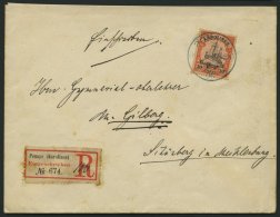 KAROLINEN 12 BRIEF, 1906, 30 Pf. Rötlichorange/rotschwarz Auf Mattgelblichorange Auf Einschreibbrief Von PONAPE Nac - Isole Caroline