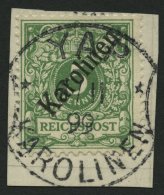 KAROLINEN 2I BrfStk, 1899, 5 Pf. Diagonaler Aufdruck, Stempel YAP 6.11.95 (Sorte II), Prachtbriefstück, Fotobefund - Caroline Islands