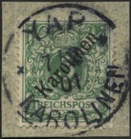 KAROLINEN 2I BrfStk, 1899, 5 Pf. Diagonaler Aufdruck, Prachtbriefstück, Fotoattest Dr. Steuer, Mi. (750.-) - Carolines