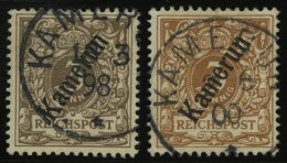 KAMERUN 1a,b O, 1897/8, 3 Pf. Mittelbraun Und Hellockerbraun, 2 Prachtwerte, Mi. 70.- - Camerun