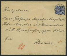 KAMERUN V 48 D BRIEF, 1892, 20 Pf. Violettultramarin Auf Minimal Fleckigem Brief Von KAMERUN An Den Kammerherrn Der Gro& - Cameroun