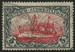 DSWA 32Aa O, 1906, 5 M. Grünschwarz/dunkelkarmin, Mit Wz., Gelblichrot Quarzend, Kleine Randkerbe Sonst Pracht, Gep - Africa Tedesca Del Sud-Ovest