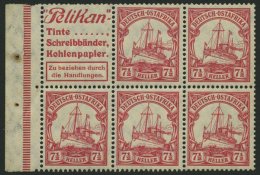 DEUTSCH-OSTAFRIKA H-Bl. 10B **, 1912, Heftchenblatt Pelikan + 71/2 Pf., Ränder Nicht Durchgezähnt, Postfrisch, - German East Africa