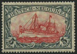 DEUTSCH-NEUGUINEA 23IAI *, 1914, 5 M. Grünschwarz/dunkelkarmin, Mit Wz., Friedensdruck, Falzrest, Pracht, Mi. 60.- - Nouvelle-Guinée