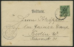 DEUTSCH-NEUGUINEA 2 BRIEF, 1897, 5 Pf. Opalgrün Auf Ansichtskarte Von STEPHANSORT Nach Berlin, Pracht - Nouvelle-Guinée