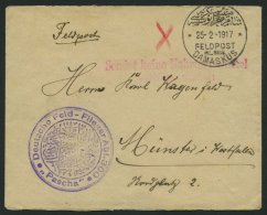 DP TÜRKEI 1917, Feldpost Mil. Miss. DAMASKUS Auf Brief Der Deutschen Feld-Flieger Abt. 300 Pascha, Violetter Briefs - Turkey (offices)