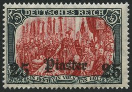 DP TÜRKEI 47b **, 1908, 25 Pia. Auf 5 M., Mit Wz., Karmin Quarzend, Postfrisch, Feinst, Mi. 100.- - Turchia (uffici)