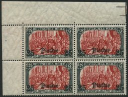 DP TÜRKEI 47b VB **, 1908, 25 Pia. Auf 5 M., Mit Wz., Karmin Quarzend, Postfrisch, Im Oberen Rechten Eckrandviererb - Turkey (offices)