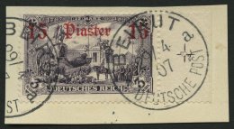 DP TÜRKEI 34b BrfStk, 1905, 15 Pia. Auf 3 M., Ohne Wz., Rechtes Randstück, Stempel BEIRUT A, Prachtbriefst&uum - Turkey (offices)